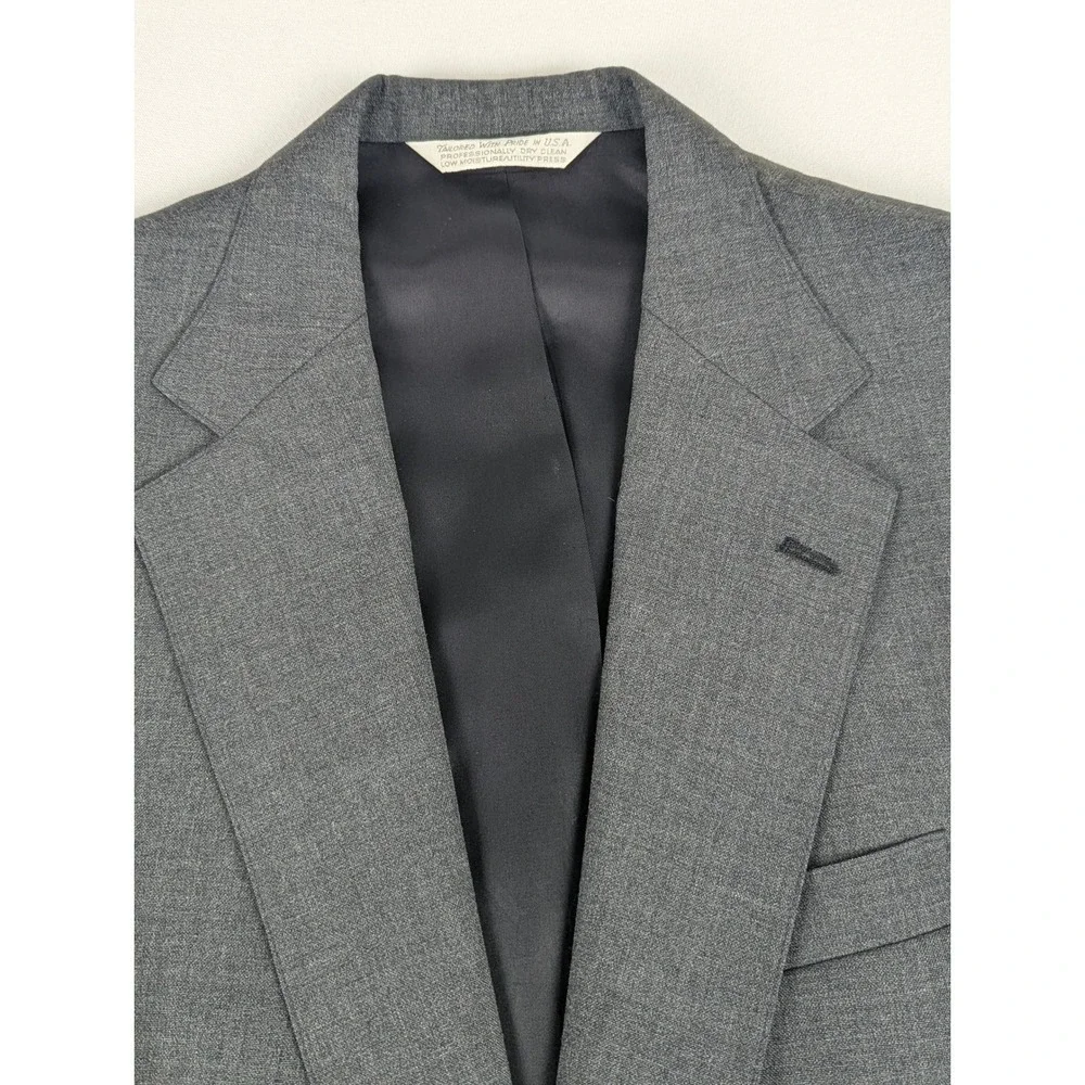 John‎ Farley Clothiers Mens Grey Two Button Suit 41R Made in USA Professional